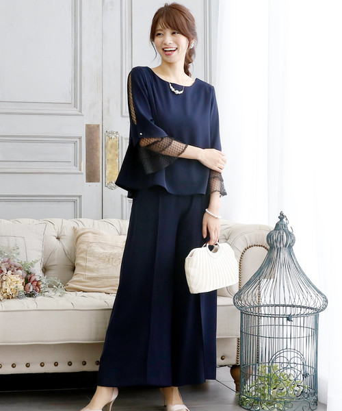 レースセットアップ パンツドレス 結婚式ワンピース お呼ばれ 二次会 セレモニー大きいサイズ対応フォーマルパーティードレス パンツドレス Pourvous プールヴー のファッション通販 Zozotown