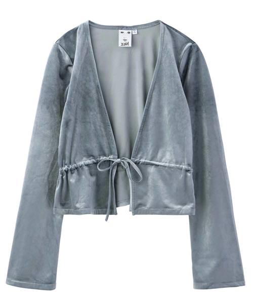 X-girl(エックスガール)の「VELOUR CARDIGAN(カーディガン/ボレロ・レディース・オリーブ/グレー/パープル・1/2)」の15枚目の写真