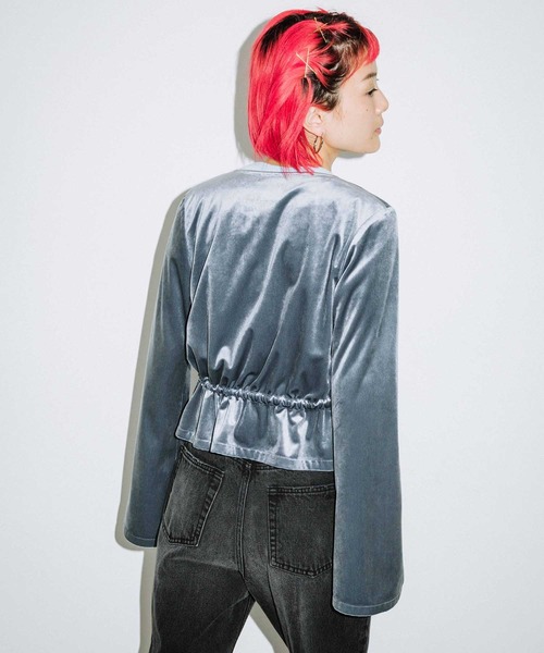 X-girl(エックスガール)の「VELOUR CARDIGAN(カーディガン/ボレロ・レディース・オリーブ/グレー/パープル・1/2)」の13枚目の写真
