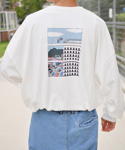 kutir（クティール）の「レトロチャリロングＴシャツ（Tシャツ/カットソー・メンズ・ホワイト/ブラック・MEDIUM/LARGE）」の8枚目の写真