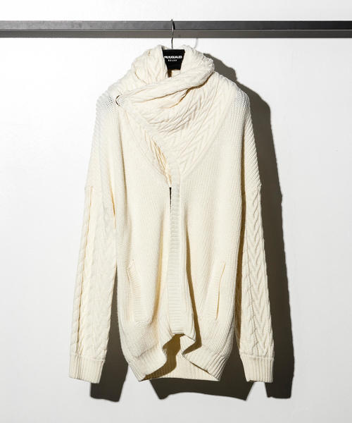 1piu1uguale3 RELAX（ウノピュウノウグァーレトレリラックス）の「1PIU1UGUALE3 RELAX(ウノピゥウノウグァーレトレ)ネックケーブルニット（ニット/セーター・メンズ・ホワイト/ブラック・S/M/L/XL/XXL）」の6枚目の写真