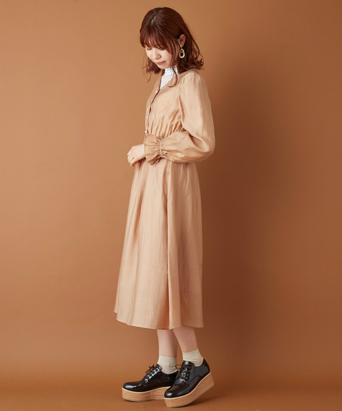 OLIVE des OLIVE(オリーブデオリーブ)の「ヴィンテージビジューボタンワンピース(ワンピース・レディース・ベージュ/ピンク系その他/グリーン・FREE)」の8枚目の写真