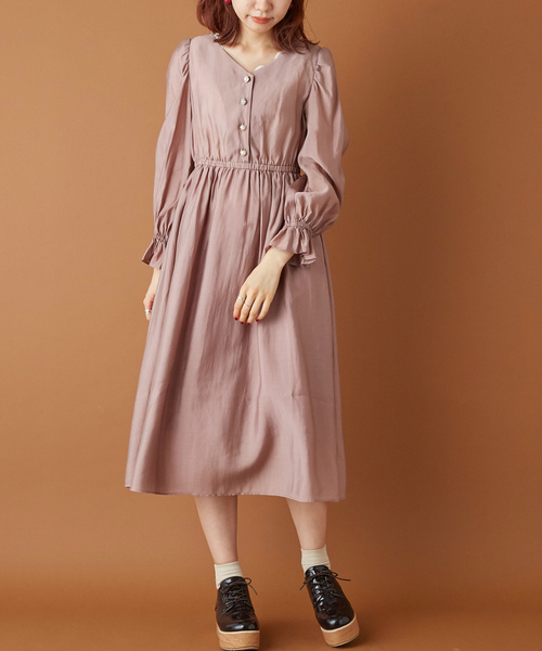 OLIVE des OLIVE(オリーブデオリーブ)の「ヴィンテージビジューボタンワンピース(ワンピース・レディース・ベージュ/ピンク系その他/グリーン・FREE)」の14枚目の写真