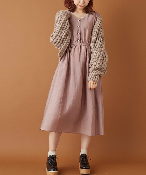 OLIVE des OLIVE(オリーブデオリーブ)の「ヴィンテージビジューボタンワンピース(ワンピース・レディース・ベージュ/ピンク系その他/グリーン・FREE)」の17枚目の写真