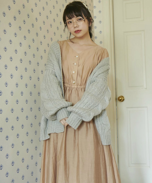 OLIVE des OLIVE(オリーブデオリーブ)の「ヴィンテージビジューボタンワンピース(ワンピース・レディース・ベージュ/ピンク系その他/グリーン・FREE)」の19枚目の写真