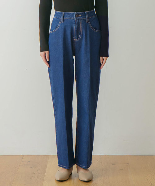 rectangle(レクタングル)の「センタープレスワイドデニムパンツ(デニムパンツ・レディース・インディゴブルー/ブルー・MEDIUM/LARGE)」の5枚目の写真