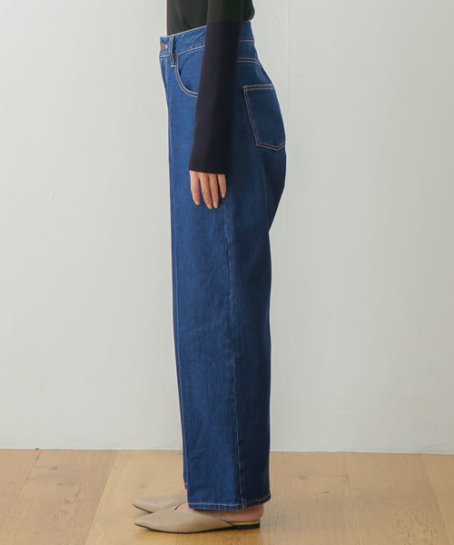rectangle(レクタングル)の「センタープレスワイドデニムパンツ(デニムパンツ・レディース・インディゴブルー/ブルー・MEDIUM/LARGE)」の4枚目の写真