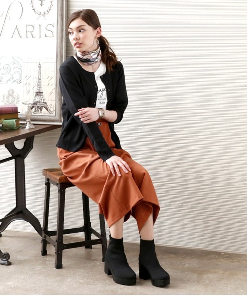 VIVIAN(ヴィヴィアン)の「厚底ストレッチショートブーツ(ブーツ・レディース・ブラック系その他2/ブラック系その他3/ブラック×イエロー・S/M/L)」の9枚目の写真