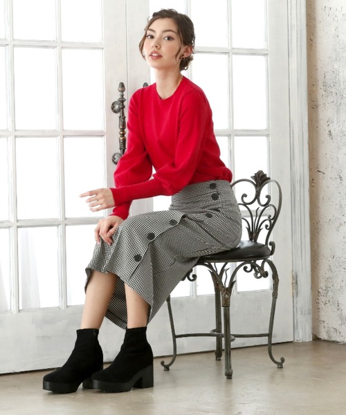 VIVIAN(ヴィヴィアン)の「厚底ストレッチショートブーツ(ブーツ・レディース・ブラック系その他2/ブラック系その他3/ブラック×イエロー・S/M/L)」の7枚目の写真
