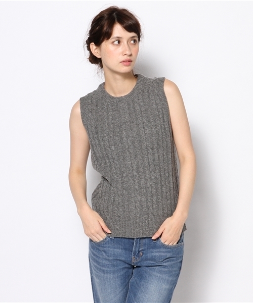 BEAMS BOY（ビームスボーイ）の「BEAMS BOY / 7ゲージ ケーブル クルーベスト（ベスト・レディース・ナチュラル/グレー/ブラウン/インディゴブルー・ONE SIZE）」の2枚目の写真