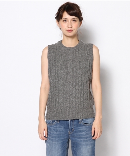 BEAMS BOY（ビームスボーイ）の「BEAMS BOY / 7ゲージ ケーブル クルーベスト（ベスト・レディース・ナチュラル/グレー/ブラウン/インディゴブルー・ONE SIZE）」の5枚目の写真