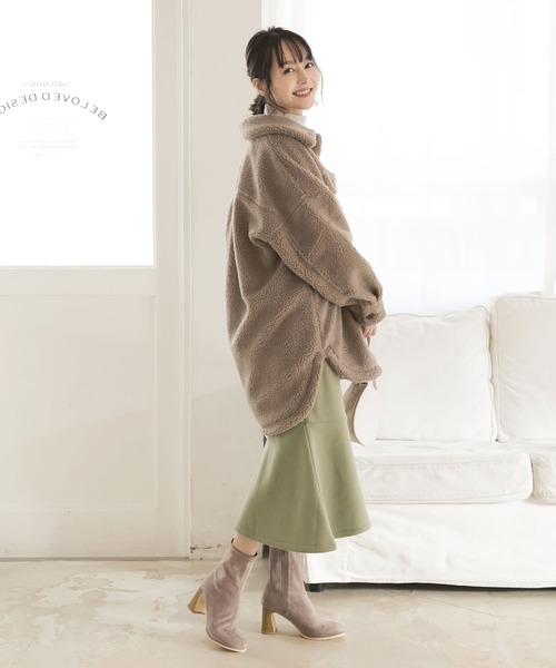 KOBE LETTUCE（コウベレタス）の「ビッグシルエットボアCPOジャケットコート（ダウンジャケット/コート・レディース・モカ/アイボリー/キャメル・FREE）」の10枚目の写真