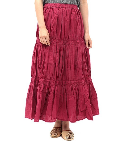 チチカカ(チチカカ)の「リンクルギャザースカート(スカート・レディース・レッド/オフホワイト/ブルー・FREE)」の11枚目の写真