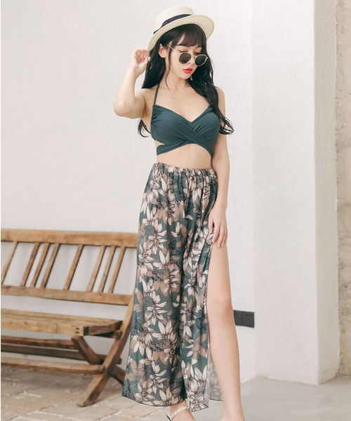 Dita（ディータ）の「【3点セット】リゾートパンツ付きビキニセット【RT】（水着・レディース・ブラック/グリーン/グリーン系その他/ブラック系その他/ネイビー・L/XL/M）」の4枚目の写真