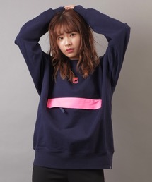 【FILA heritage】ロゴ刺繍 ビッグポケット バイカラー長袖スウェットトレーナー