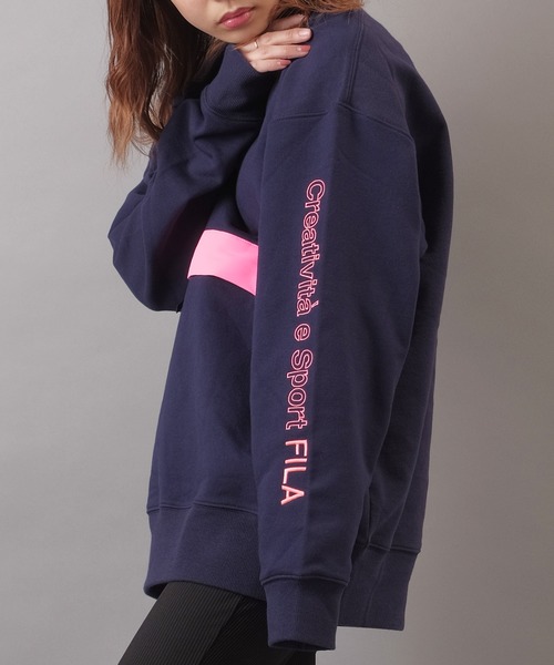 FILA HERITAGE(フィラヘリテージ)の「【FILA heritage】ロゴ刺繍 ビッグポケット バイカラー長袖スウェットトレーナー(スウェット・メンズ・ネイビー/ホワイト/ブラック・M/L/XL)」の5枚目の写真
