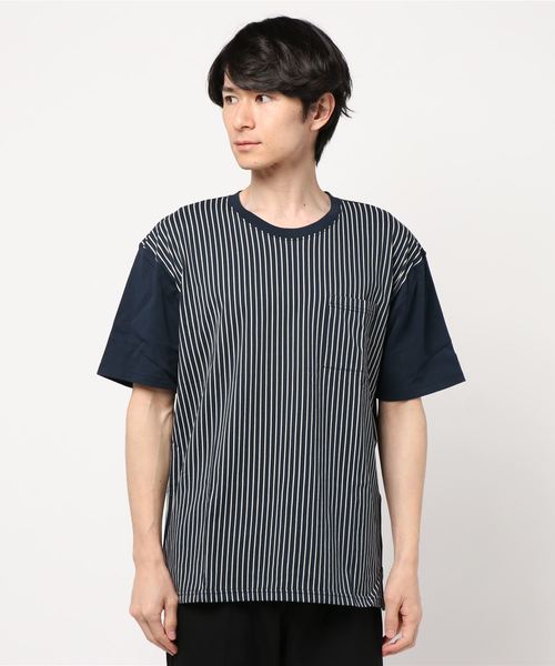 TRAP/U （トラップユー）の「【TRAP/U】抜染ストライプ　Tシャツ（Tシャツ/カットソー・メンズ・ブラック/カーキ/ネイビー・MEDIUM/LARGE）」の3枚目の写真