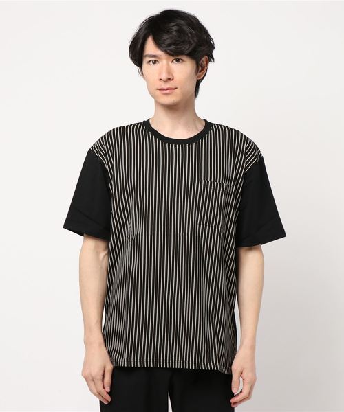 TRAP/U （トラップユー）の「【TRAP/U】抜染ストライプ　Tシャツ（Tシャツ/カットソー・メンズ・ブラック/カーキ/ネイビー・MEDIUM/LARGE）」の2枚目の写真
