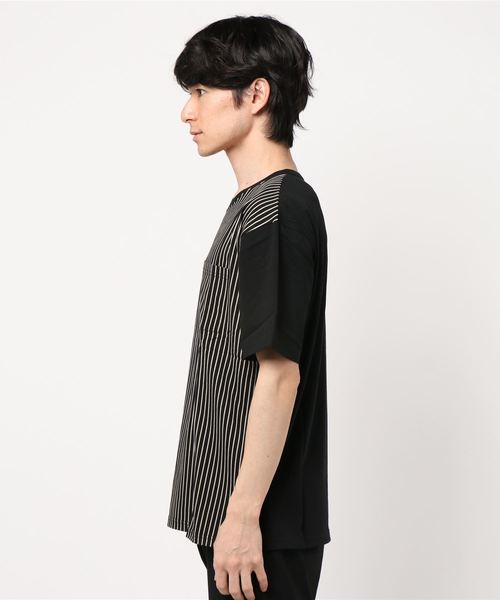 TRAP/U （トラップユー）の「【TRAP/U】抜染ストライプ　Tシャツ（Tシャツ/カットソー・メンズ・ブラック/カーキ/ネイビー・MEDIUM/LARGE）」の4枚目の写真