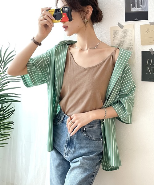 classicalelf（クラシカルエルフ）の「コーデの幅が広がる。ロング丈レイヤード無地キャミソール(袖なし)（キャミソール・レディース・ブラック/オフホワイト/キャメル/モカ・MEDIUM/LARGE/X-LARGE）」の3枚目の写真