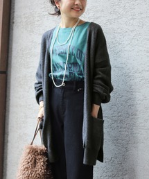 アンゴラ混ミドルカーディガン【手洗い可能】◆