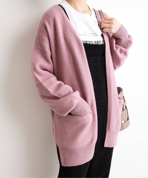 SLOBE IENA（スローブイエナ）の「アンゴラ混ミドルカーディガン【手洗い可能】◆（スウェット・レディース・ピンク/ベージュ/チャコールグレー・FREE）」の12枚目の写真