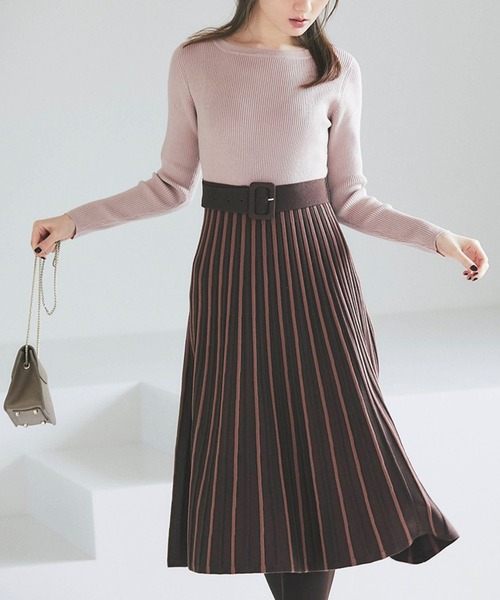 前後２wayベルト付きバイカラーストライプ編みニットワンピース ワンピース Tocco Closet トッコ クローゼット のファッション通販 Zozotown