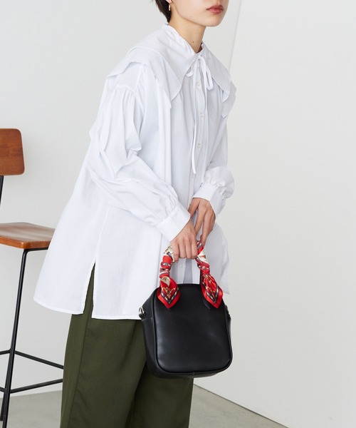 forksy.（フォルクシー）の「【forksy.】2WAYスタンドカラーシャツビックカラーセット(長袖)（シャツ/ブラウス・レディース・ホワイト/ブラック/ホワイト系その他/ブラック系その他/ホワイト系その他2/ブラック系その他2/グリーン/ブラック系その他3/ブラウン/ブラック系その他4/ブルー系その他/インディゴブルー/ホワイト系その他3・FREE）」の4枚目の写真