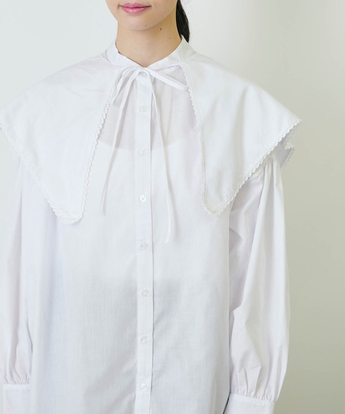 forksy.（フォルクシー）の「【forksy.】2WAYスタンドカラーシャツビックカラーセット(長袖)（シャツ/ブラウス・レディース・ホワイト/ブラック/ホワイト系その他/ブラック系その他/ホワイト系その他2/ブラック系その他2/グリーン/ブラック系その他3/ブラウン/ブラック系その他4/ブルー系その他/インディゴブルー/ホワイト系その他3・FREE）」の14枚目の写真