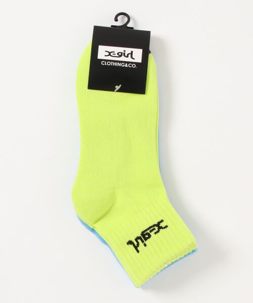 X-girl(エックスガール)の「【X-girl /エックスガール】 LOGO 2P SOCKS(ソックス/靴下・レディース・ホワイト/イエロー・FREE)」の2枚目の写真