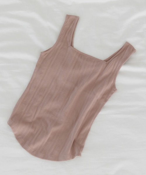 mysty woman(ミスティウーマン)の「2WAYテレコタンク 940346(タンクトップ・レディース・ブラック/オフホワイト/ライム/ライトカーキ/モカ/イエロー/ブルー・FREE)」の3枚目の写真