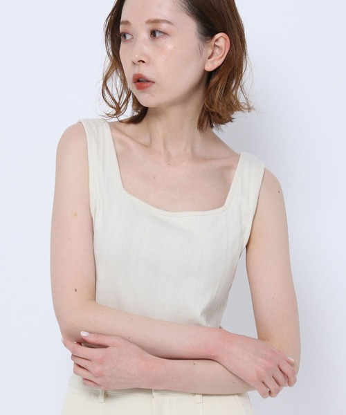 mysty woman(ミスティウーマン)の「綿100%/下着が響かない見せられるインナー♪ 前後2WAYテレコタンク 940346(タンクトップ・レディース・ブラック/オフホワイト/ライム/ライトカーキ/モカ/イエロー/ブルー/ダークブラウン・FREE)」の15枚目の写真