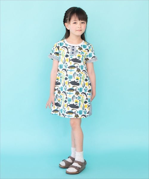 RAGMART（ラグマート）の「プリントワンピース 海のいきものたち ヤシの木（ワンピース・キッズ・グリーン/サックスブルー・95cm/90cm/80ｃｍ）」の9枚目の写真