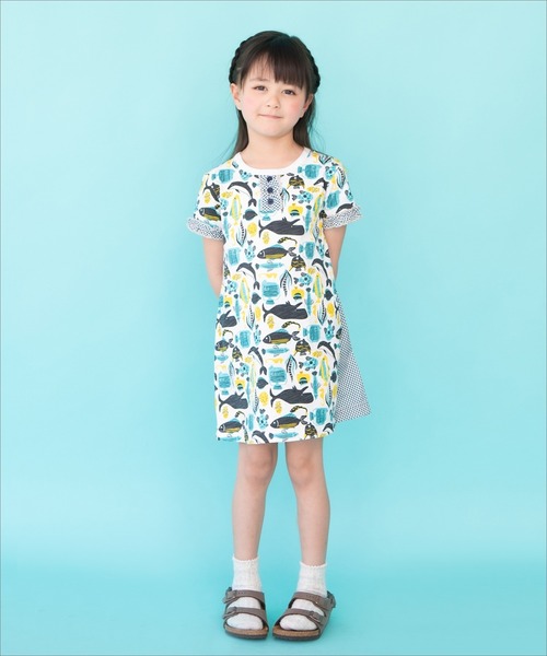 RAGMART（ラグマート）の「プリントワンピース 海のいきものたち ヤシの木（ワンピース・キッズ・グリーン/サックスブルー・95cm/90cm/80ｃｍ）」の8枚目の写真