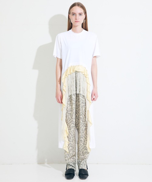 TOGA PULLA（トーガ　プルラ）の「【TOGA PULLA(トーガプルラ)】トリコットジャージードレス/ TP11-JH233（ワンピース・レディース・ホワイト/ネイビー・36）」の3枚目の写真