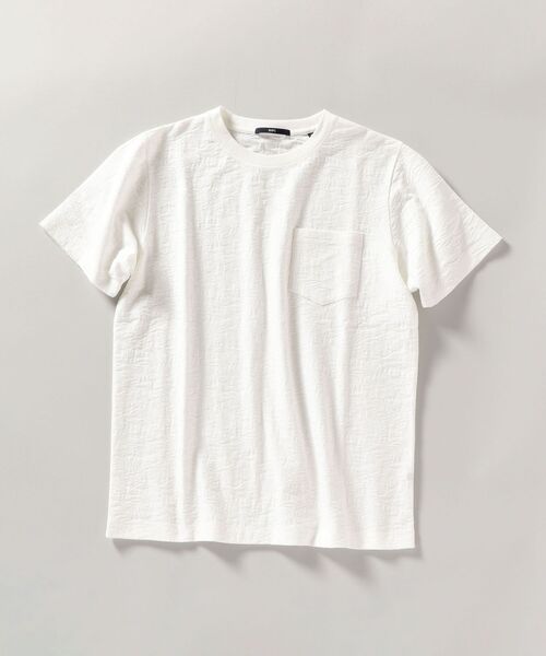 SHIPS（シップス）の「SHIPS: リンクス ジャガード リーフ柄 Tシャツ（Tシャツ/カットソー・メンズ・ホワイト/ネイビー/ピンク/ダークグレー・SMALL/MEDIUM/LARGE/X-LARGE）」の2枚目の写真