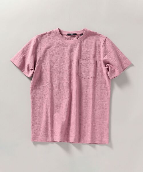 SHIPS（シップス）の「SHIPS: リンクス ジャガード リーフ柄 Tシャツ（Tシャツ/カットソー・メンズ・ホワイト/ネイビー/ピンク/ダークグレー・SMALL/MEDIUM/LARGE/X-LARGE）」の4枚目の写真