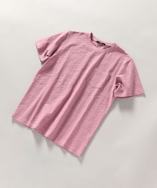 SHIPS（シップス）の「SHIPS: リンクス ジャガード リーフ柄 Tシャツ（Tシャツ/カットソー・メンズ・ホワイト/ネイビー/ピンク/ダークグレー・SMALL/MEDIUM/LARGE/X-LARGE）」の5枚目の写真
