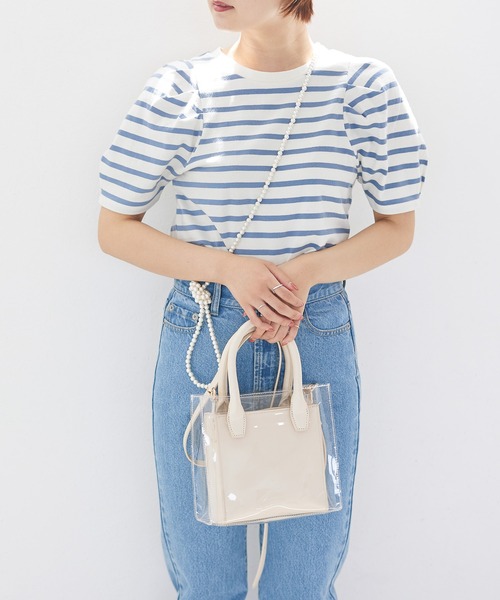 Heather（ヘザー）の「ボーダーパワショルカットソー　944264（Tシャツ/カットソー・レディース・ブラック系その他/ブルー系その他/ピンク系その他・FREE）」の3枚目の写真