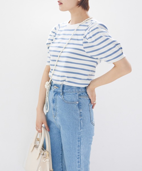 Heather（ヘザー）の「ボーダーパワショルカットソー　944264（Tシャツ/カットソー・レディース・ブラック系その他/ブルー系その他/ピンク系その他・FREE）」の20枚目の写真