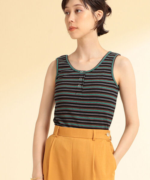 Ray BEAMS（レイビームス）の「Ray BEAMS / マルチ ボーダー タンクトップ（タンクトップ・レディース・ホワイト/イエロー/ブラック・ONE SIZE）」の2枚目の写真