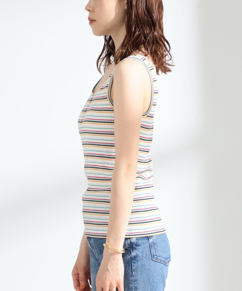 Ray BEAMS（レイビームス）の「Ray BEAMS / マルチ ボーダー タンクトップ（タンクトップ・レディース・ホワイト/イエロー/ブラック・ONE SIZE）」の7枚目の写真