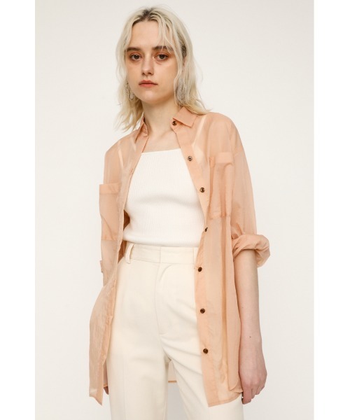 SLY（スライ）の「SHEER LIGHT TOUCH SH シアー ライトタッチ シャツ（シャツ/ブラウス・レディース・ベージュ/アイボリー/ダークブルー/ライトピンク・FREE）」の4枚目の写真