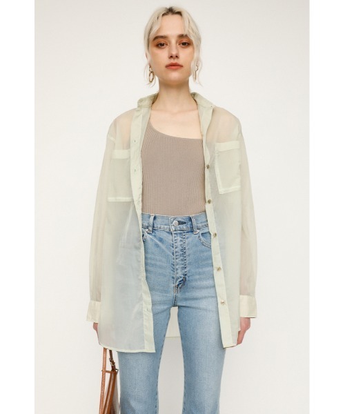 SLY（スライ）の「SHEER LIGHT TOUCH SH シアー ライトタッチ シャツ（シャツ/ブラウス・レディース・ベージュ/アイボリー/ダークブルー/ライトピンク・FREE）」の2枚目の写真