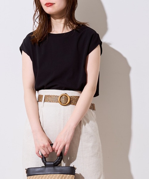 natural couture(ナチュラルクチュール)の「袖口タック厚手ノースリT(Tシャツ/カットソー・レディース・オフホワイト/ブラック/ピンク/その他1/その他2/ベージュ・FREE)」の11枚目の写真