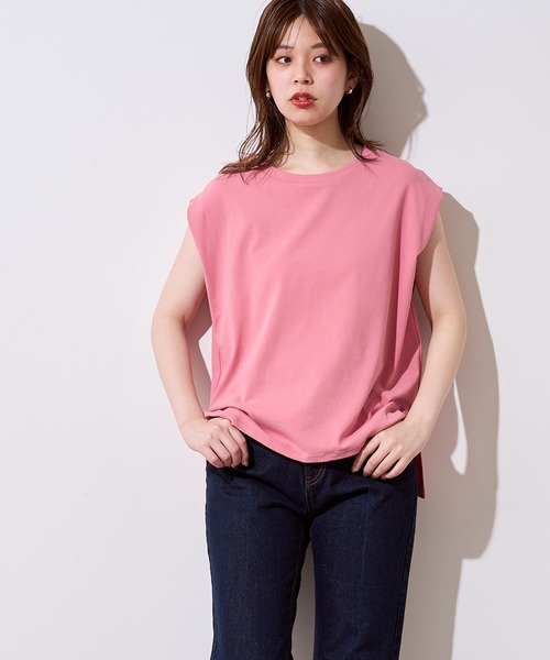 natural couture(ナチュラルクチュール)の「袖口タック厚手ノースリT(Tシャツ/カットソー・レディース・オフホワイト/ブラック/ピンク/その他1/その他2/ベージュ・FREE)」の21枚目の写真