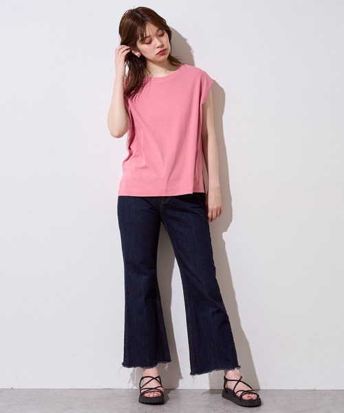 natural couture(ナチュラルクチュール)の「袖口タック厚手ノースリT(Tシャツ/カットソー・レディース・オフホワイト/ブラック/ピンク/その他1/その他2/ベージュ・FREE)」の22枚目の写真