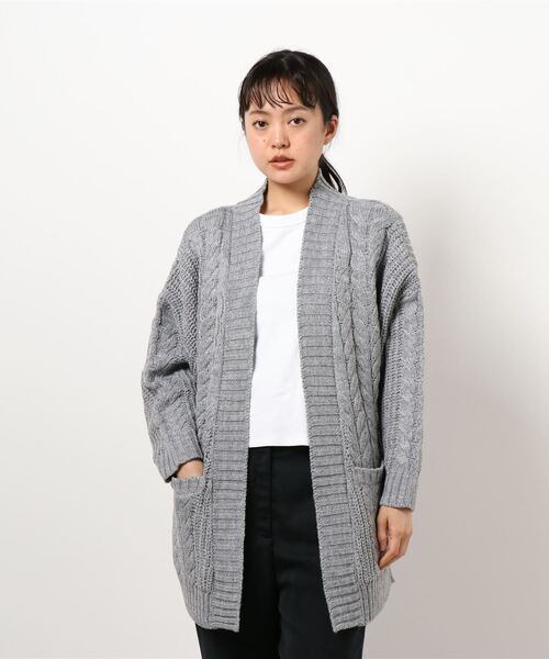 Bling Leads（ブリングリーズ）の「【Bl】【Bling leads】畔編みトッパーカーディガン（カーディガン/ボレロ・レディース・ベージュ/グレー・FREE）」の2枚目の写真