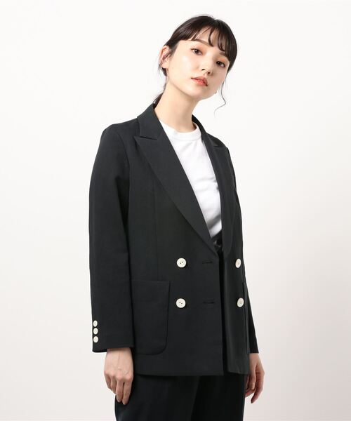 allureville★リネンブレンド　テーラード　ダブルジャケット　麻混 allureville（アルアバイル）の「リネンコンピケダブル