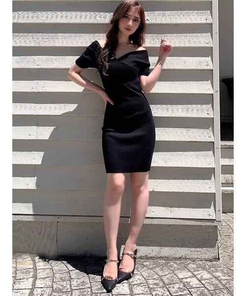 RESEXXY（リゼクシー）の「フロントクロスオフショルニットワンピース（ワンピース・レディース・ブラック/ベージュ/ピンク/ブルー・SMALL/MEDIUM）」の8枚目の写真